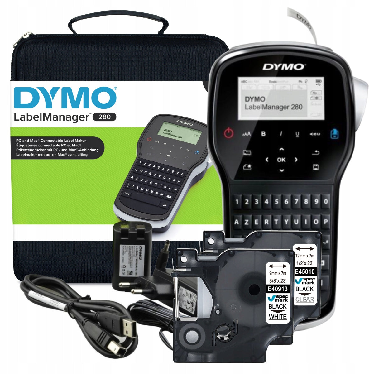 Label printer DYMO LabelManager LM280 suitcase set + 2 D1 tapes