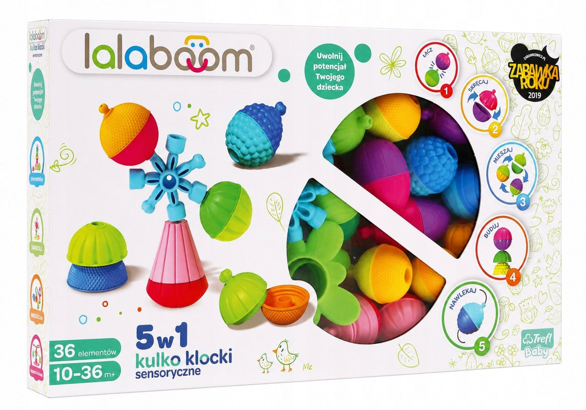 Lalaboom SENSORY BALL-BLOCKS 36 ELEMENTS INSPIRED BY MONTESSORI
