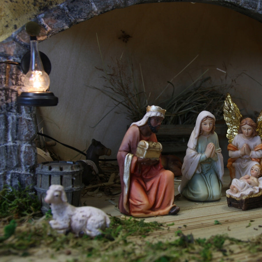 Lamp with a metal mirror and LED bulb for the Nativity Scene - 5.0 cm high Brand Dekoprojekt