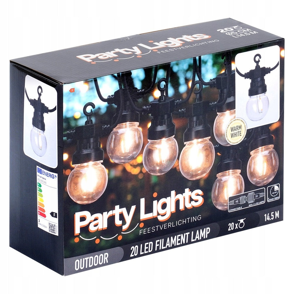 Lamps GARLAND GLOWING garden outdoor 20x bulb light chain Globe diameter 5 cm