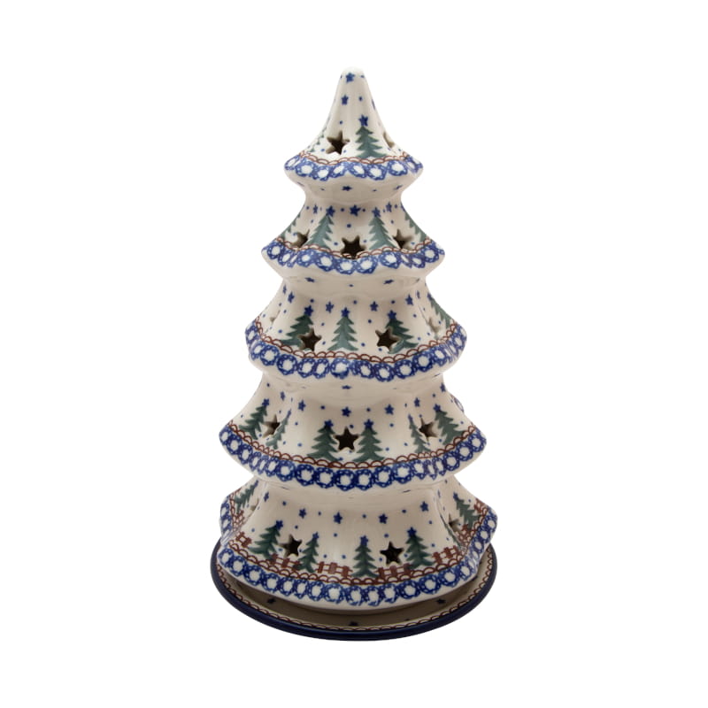 Lantern Christmas Tree 24 cm Ceramika Artystyczna Bolesławiec dek 0340 CHRISTMAS TREES