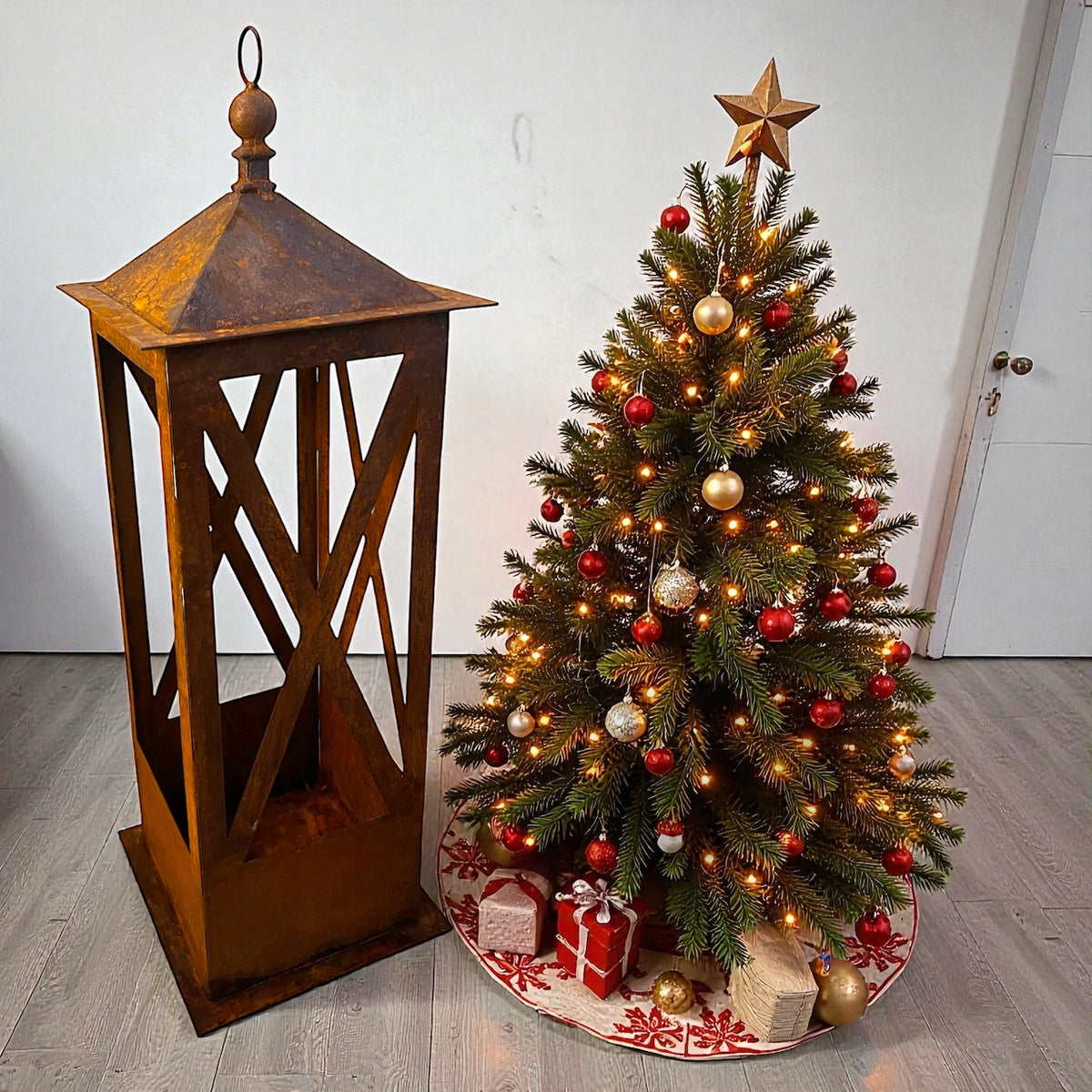 Lantern XXL metal corten garden ornament rusty lantern large metal Brand LUCK DESIGN