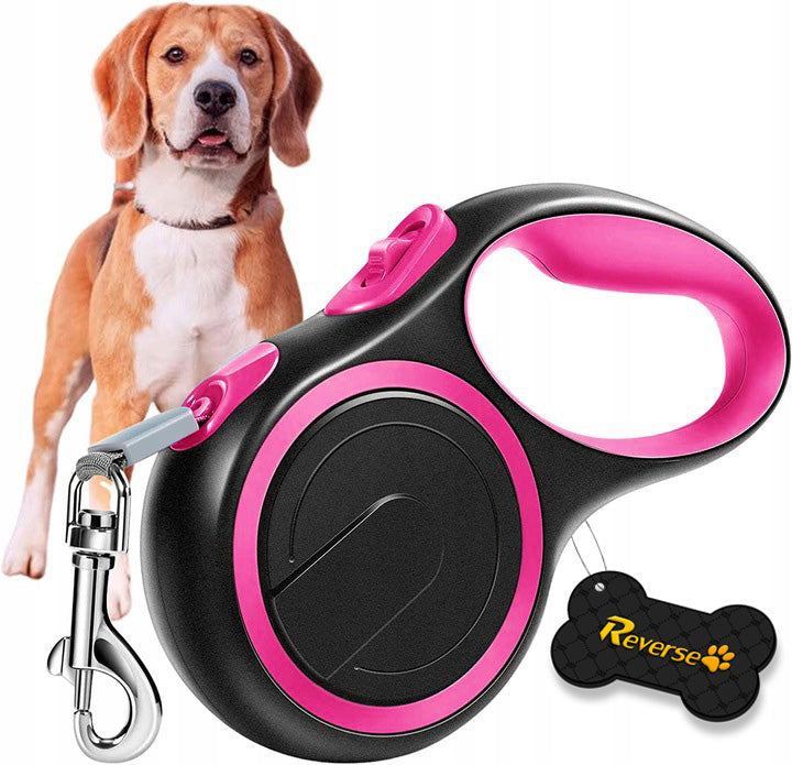 Lanyard AUTOMATIC for DOG STRONG TAPE WITH ROSE LOCK 8 m 50kg
