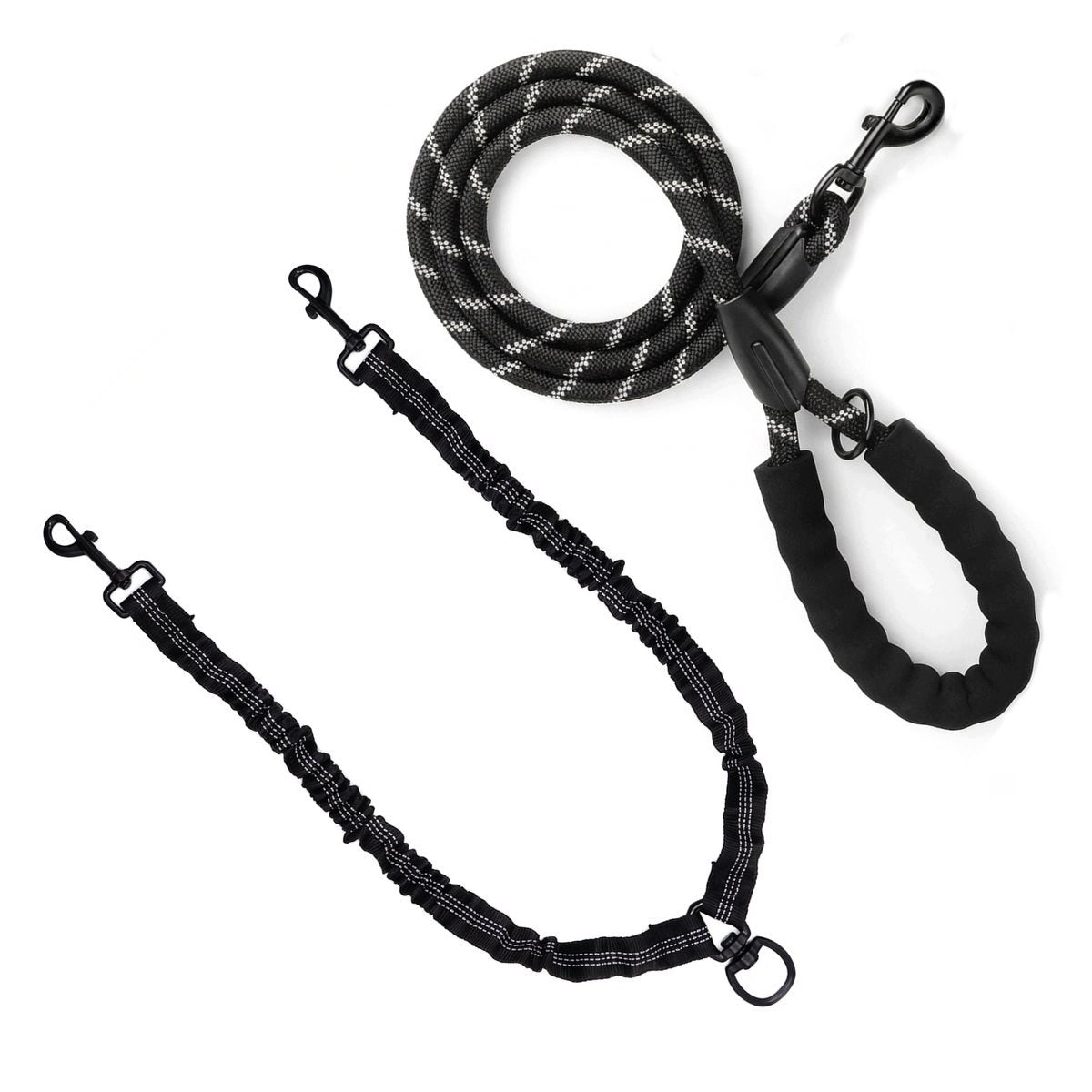 Lanyard with shock absorber splitter and MilooPets handle - black