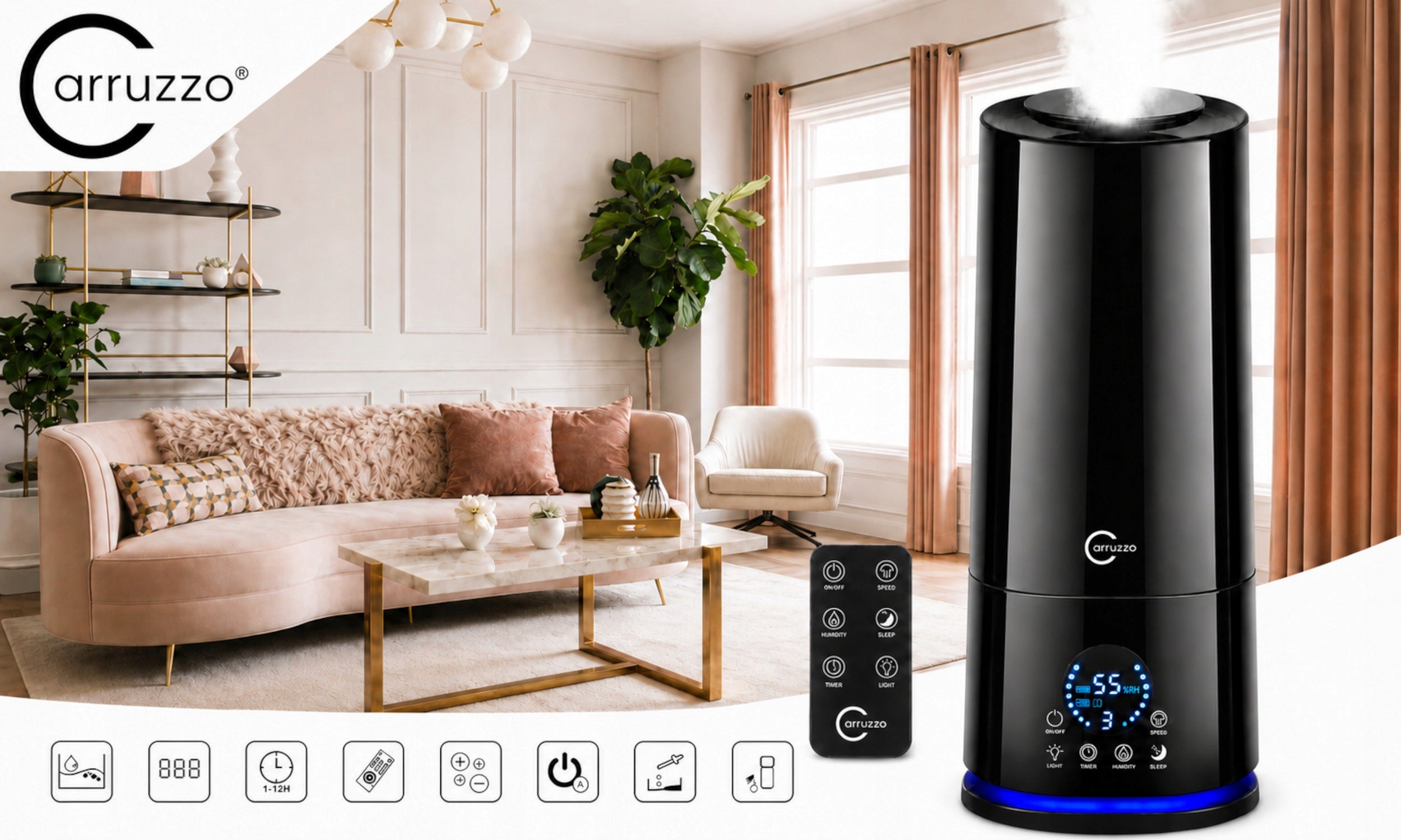 Large Air Humidifier AUTOMATIC + AROMATHERAPY 7in1 + 12 OILS PILOT Packaging status original