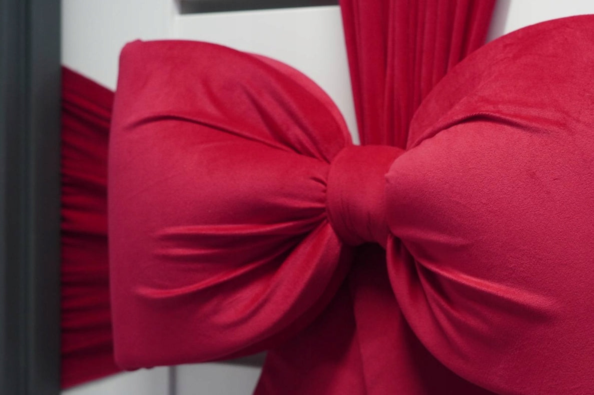Large BOW for DOOR Christmas wreath decoration with sashes red velour Manufacturer code KOKARDA NA DRZWI SAMOCHÓD