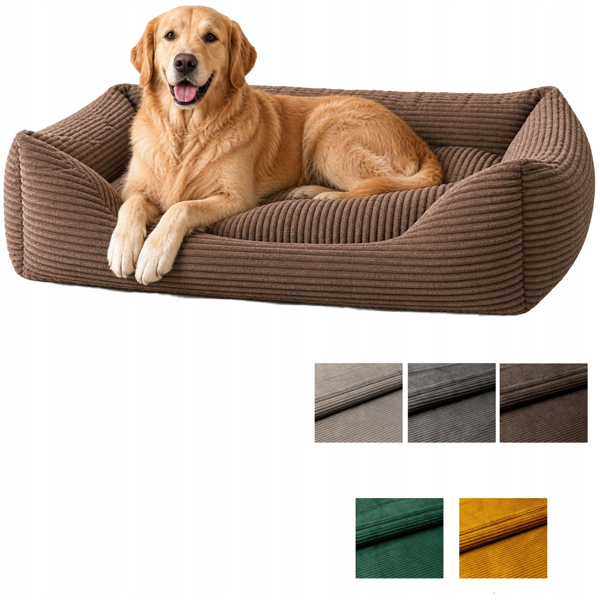 Large Dog Bed Labrador Goldena XXL Comfortable Playpen Corduroy 100x80