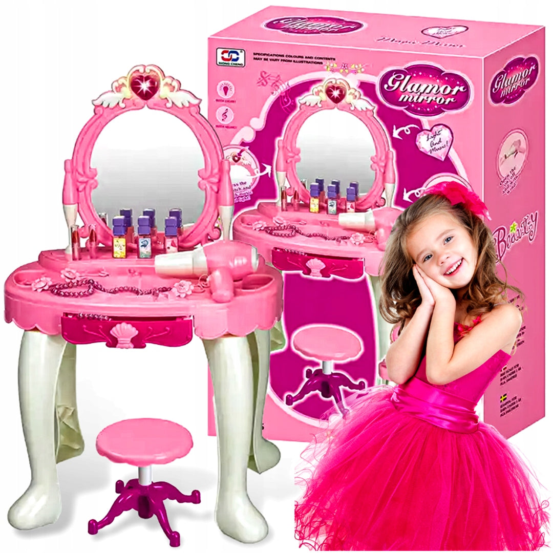 Large Dressing Table for Girls with Mirror Table Light Music + Accessories Brand DK
