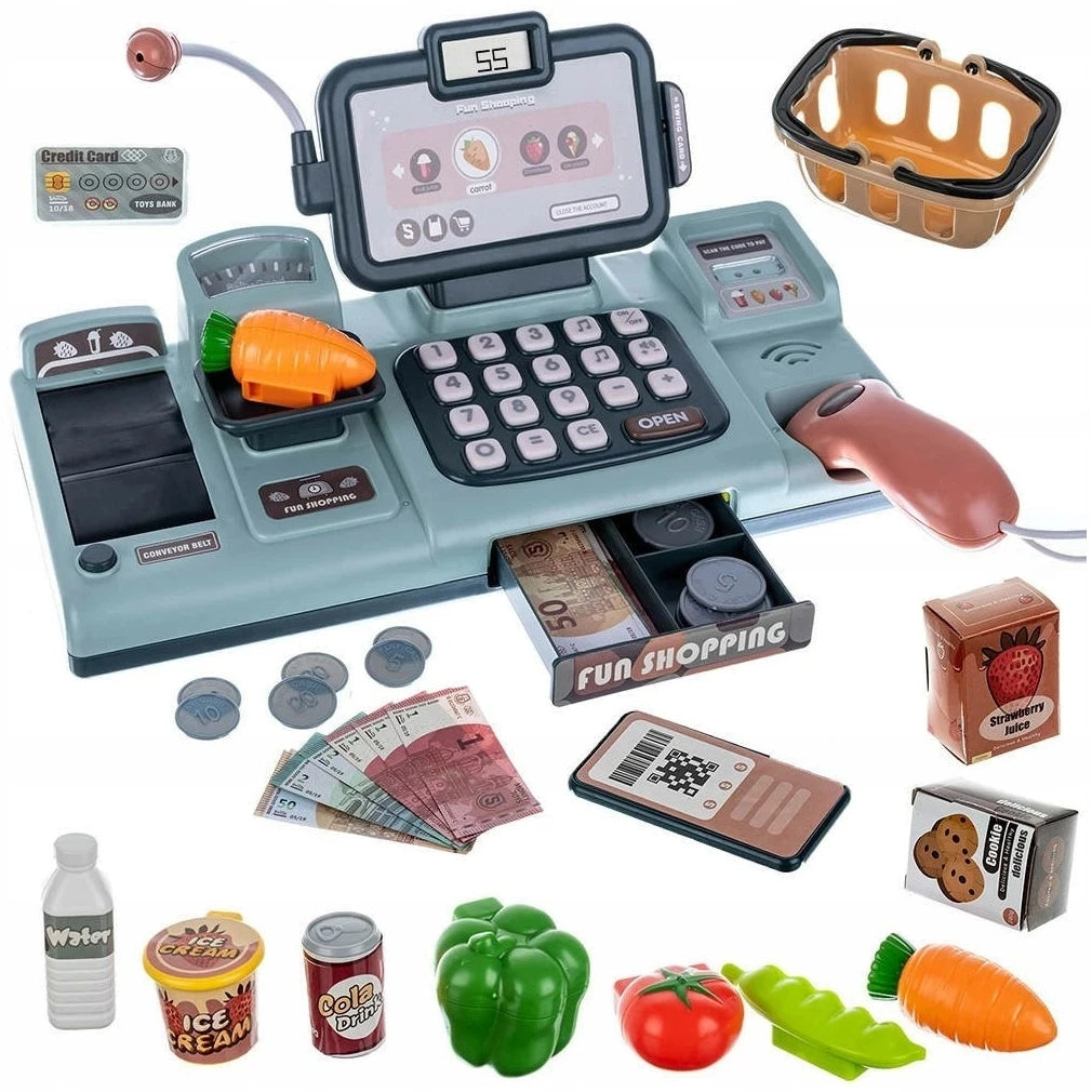 Large EDUCATIONAL LCD FISCAL SHOP CASH REGISTER FOR KIDS LIGHT & SOUND 24in1 Brand no brand