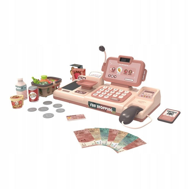 Large EDUCATIONAL LCD FISCAL SHOP CASH REGISTER FOR KIDS LIGHT & SOUND 25in1