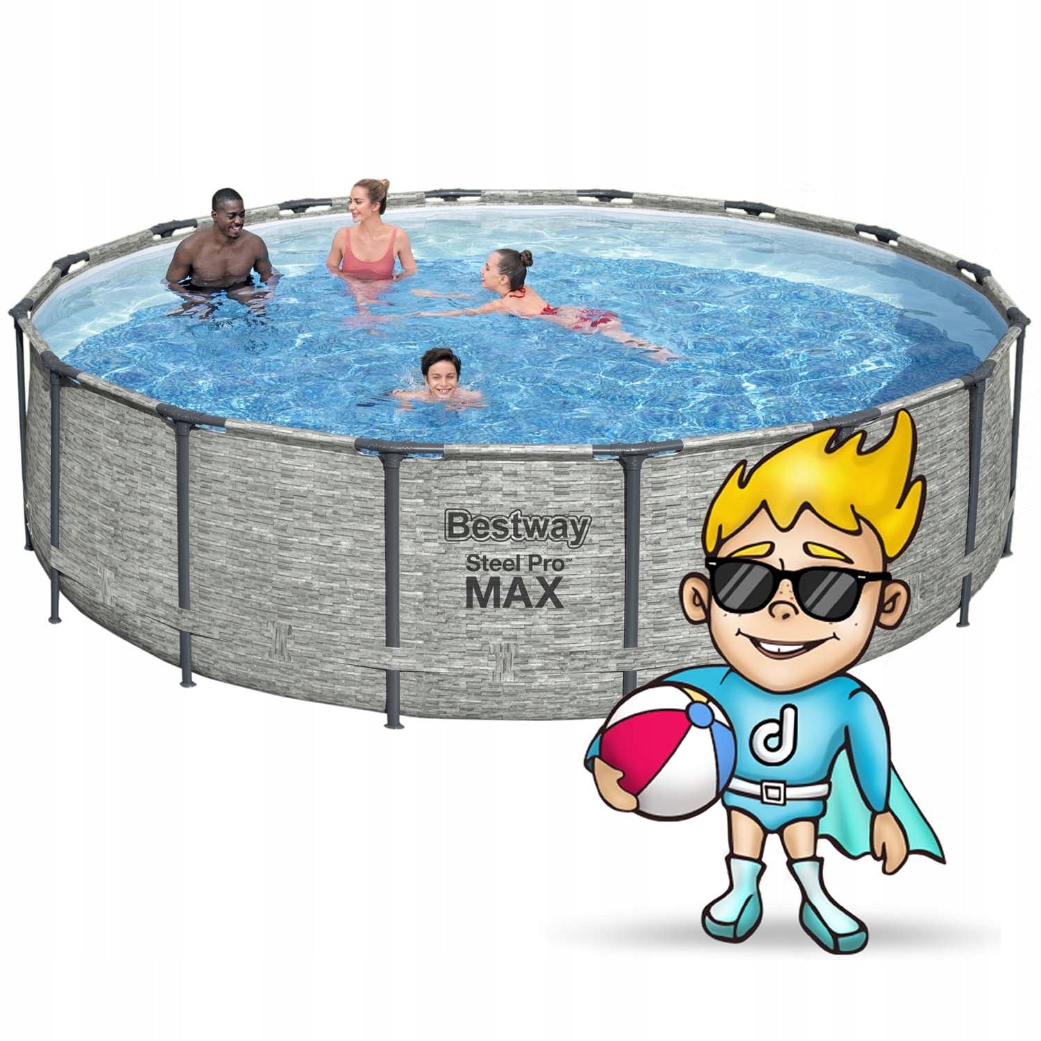 Large Frame Pool BESTWAY 5619E 488x122cm Pump Cover Height 122 cm