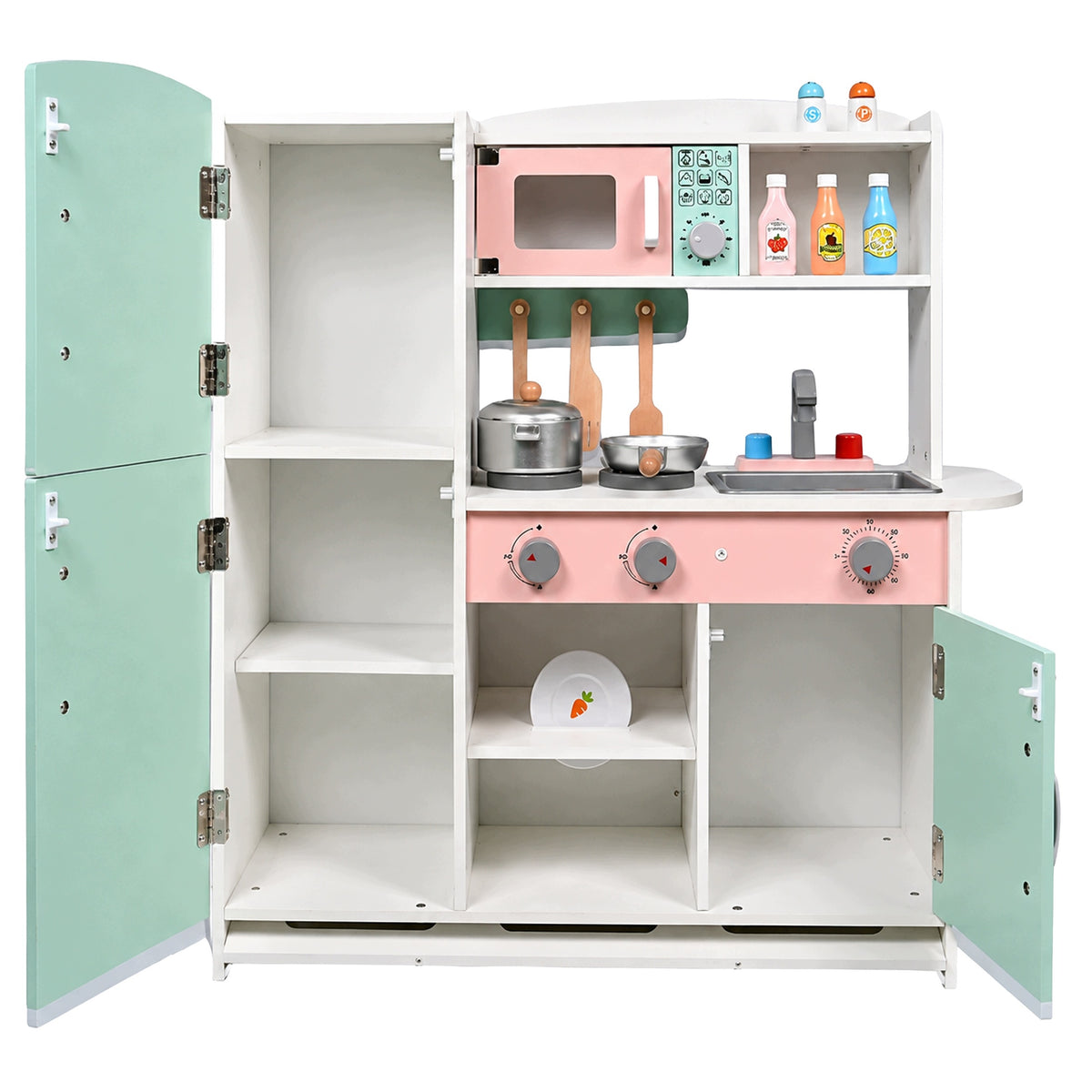 Large Interactive Kitchen Wooden Educational Toy for Kids Accessories Packaging status original