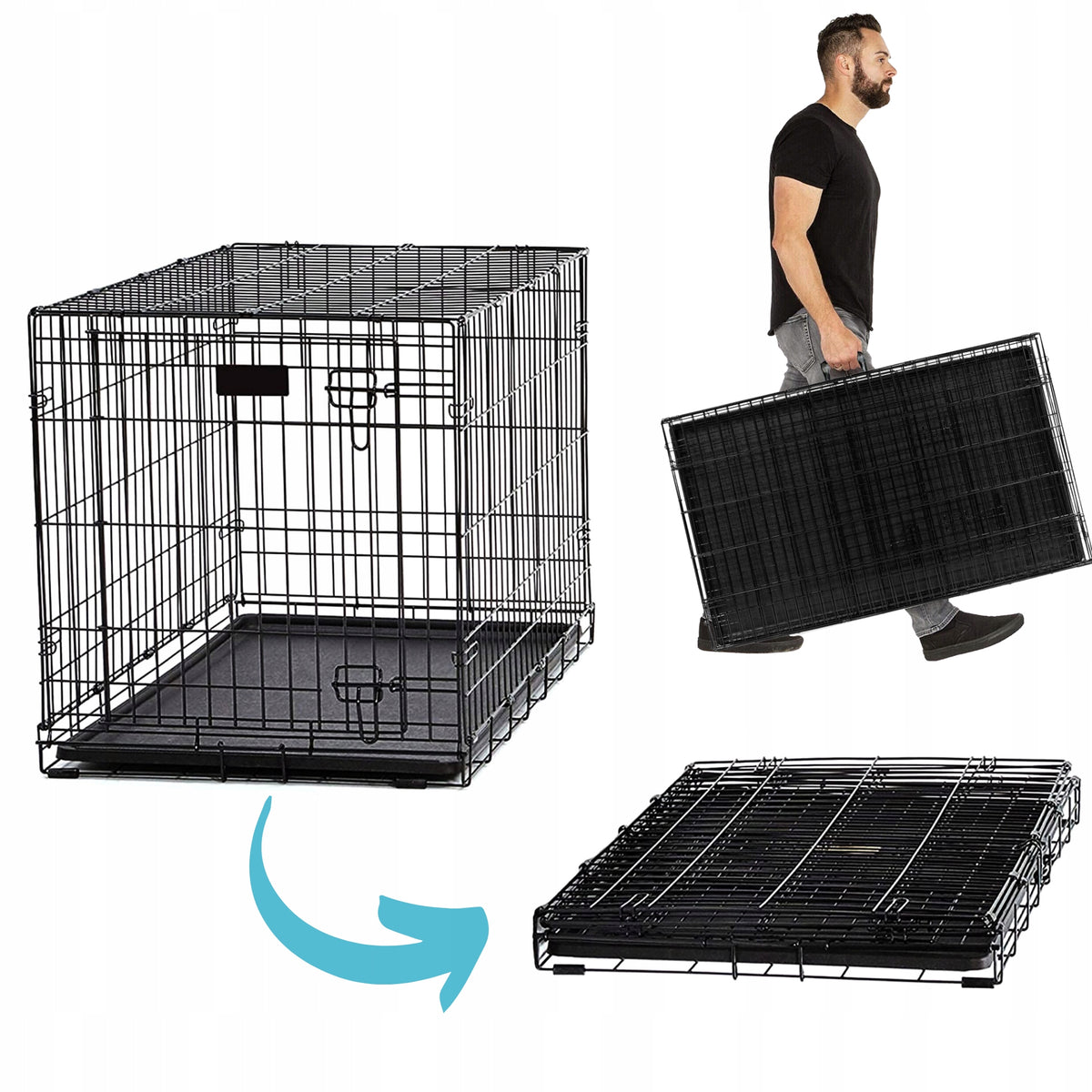 Large Kennel CAGE XXL Playpen for Dog 105x75x69 Transporter Metal Skła Manufacturer code DOG_KP030