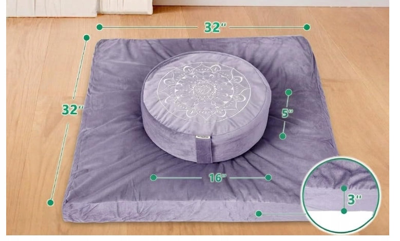 Large Meditation Pillow and Mat Zabuton Set Stable Support Packaging status original