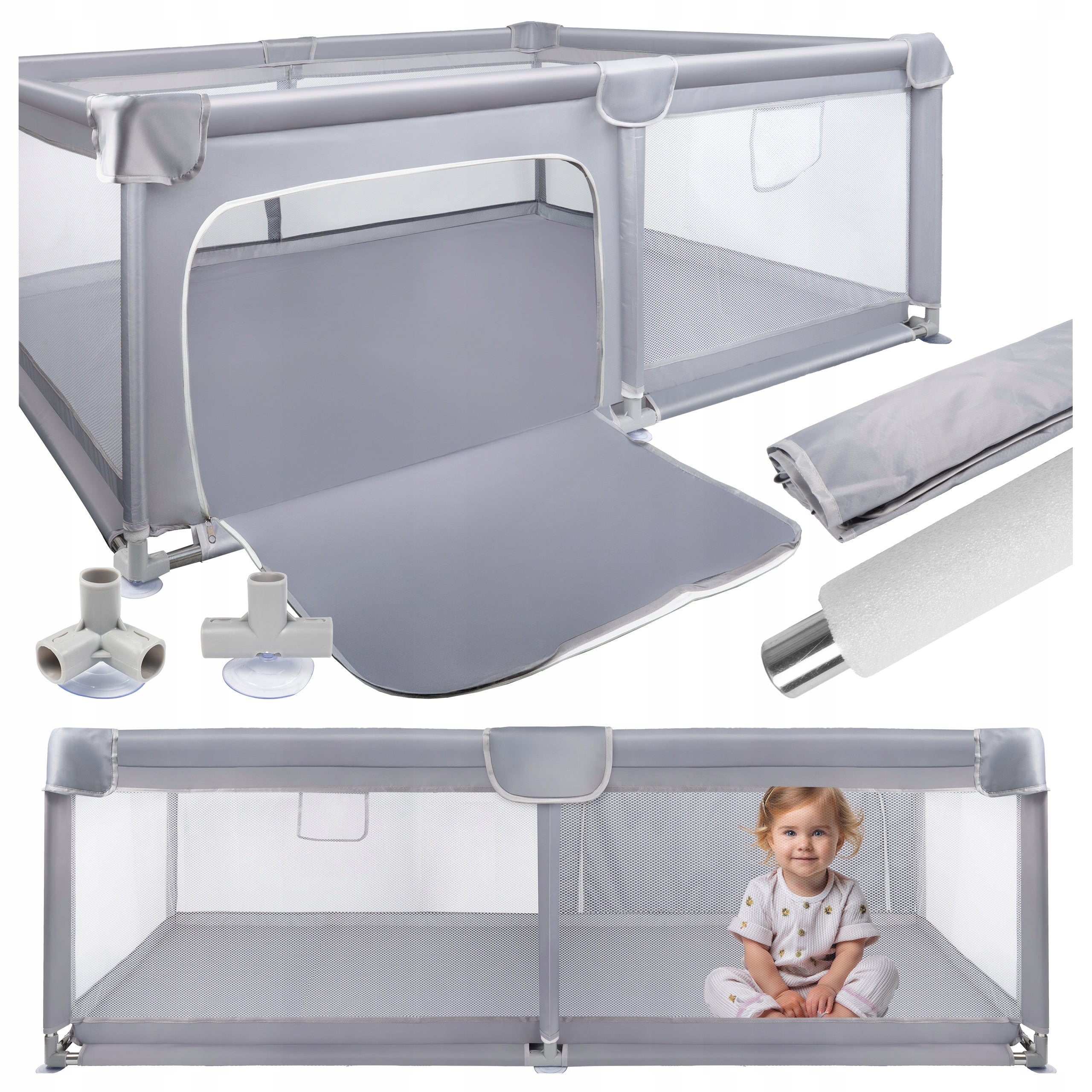 Large Playpen for Children Square Toys Dry Pool 120x180cm with Covers Lockable Packaging status original