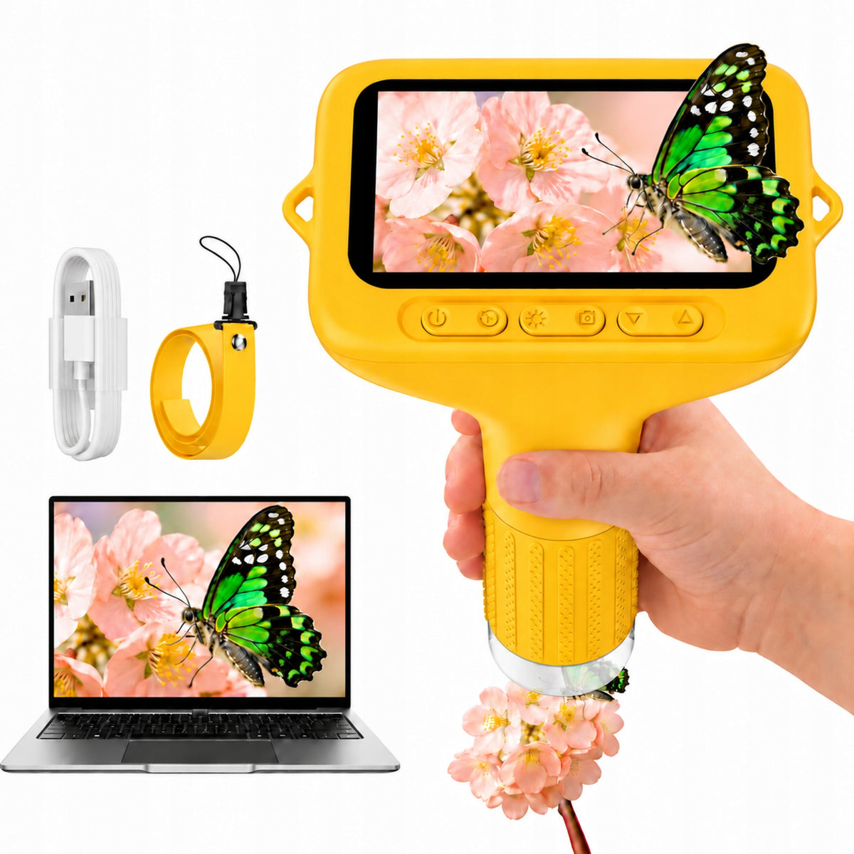 Large Portable Digital Microscope For Kids 3" IPS LCD LED 1000X USB Screen