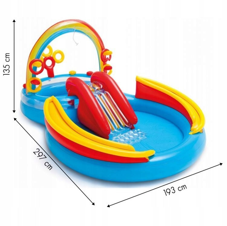 Large RAINBOW Garden Pool with Slide 297x193x135 Shape oval