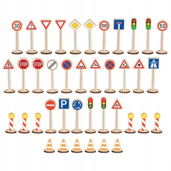 Large Road Sign Set for Kids 3+ Educational Wooden 40 Pieces Brand Goki