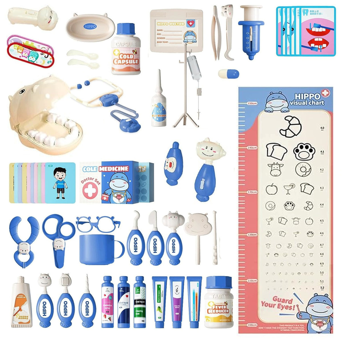 Large Set of Small Doctor for Children Medical Set HIPPO 58 el Accessories Packaging status original