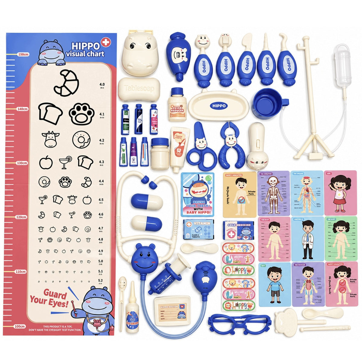 Large Set of Small Doctor for Children Medical Set HIPPO 58 el Accessories