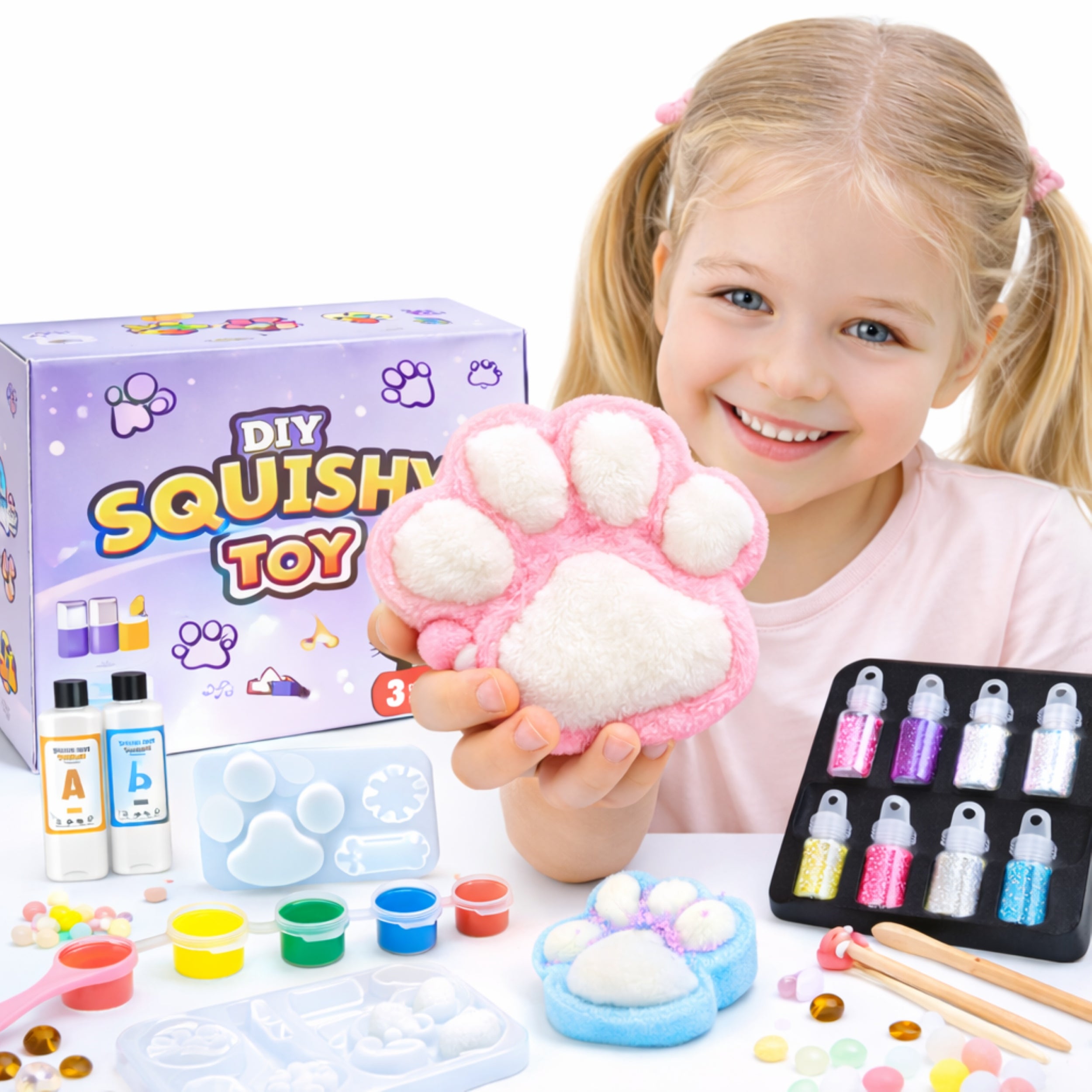 Large Squishy Making Kit DIY Paws Creative Plastic 2 SETS Packaging status original