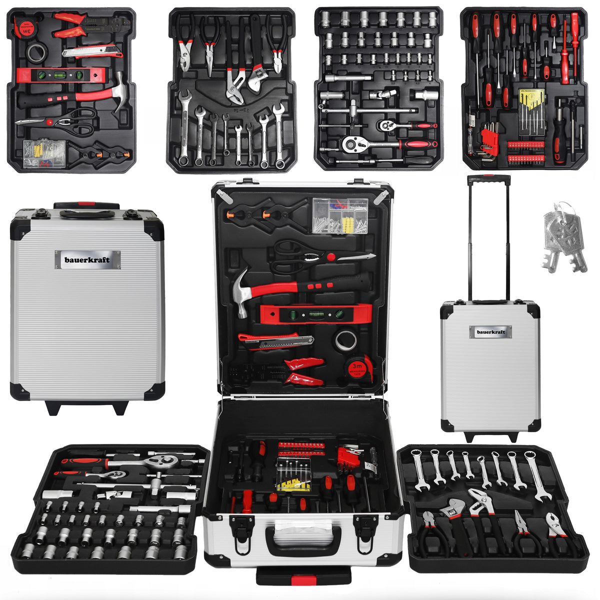 Large Tool Set Metal Case with Wheels Tools 189 Elements