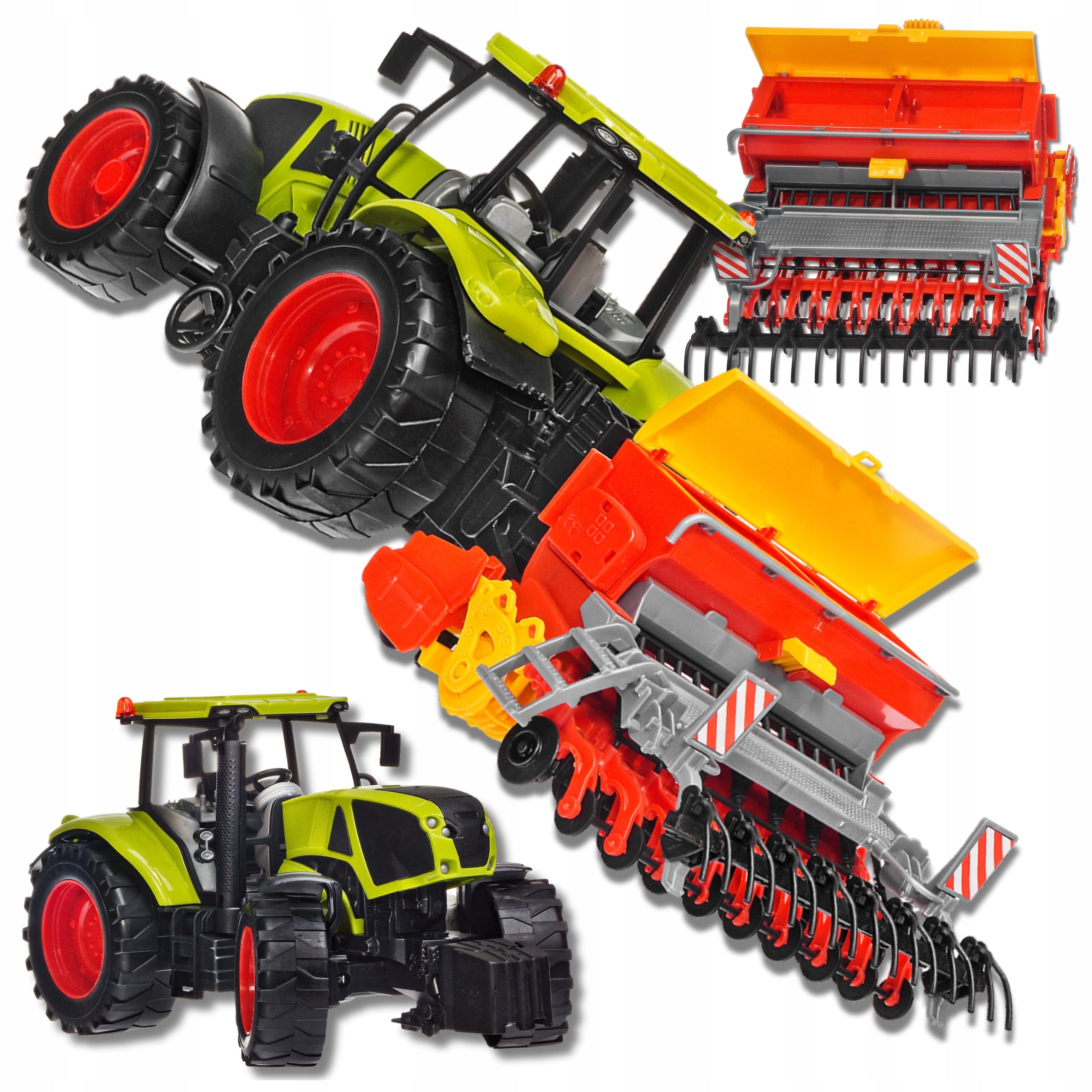 Large Tractor with Seed Drill Agricultural Machine Toy Moving Elements
