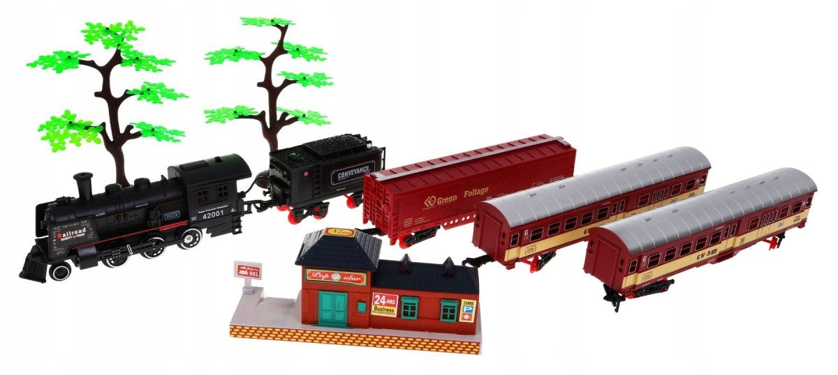 Large Train Set With Sounds and Smoke 2 Battery Operated Loops Color multicolor