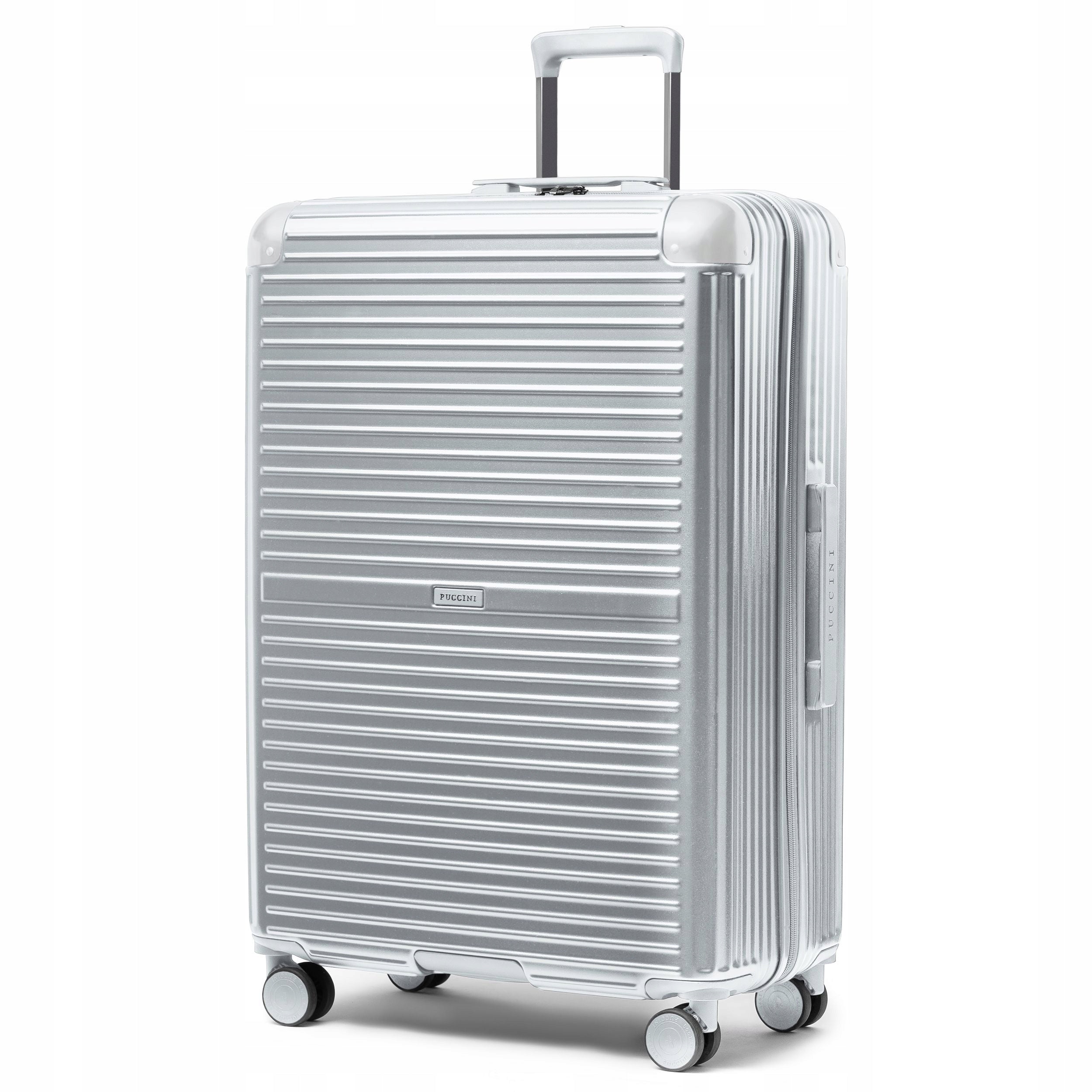 Large Travel Suitcase Hard Aluminum Corners Silver PUCCINI PC034A-4C