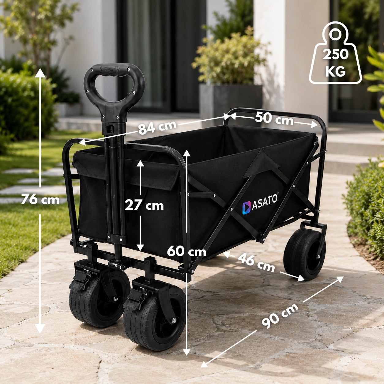 Large Trolley Folding Tourist XXL Garden Transport Beach Up to 250kg Brand Asato
