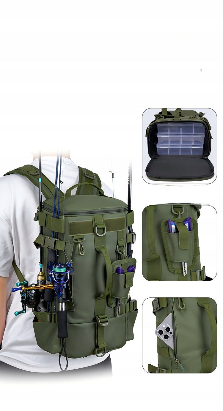Large Waterproof Fishing Backpack, Durable Practical Travel Bag