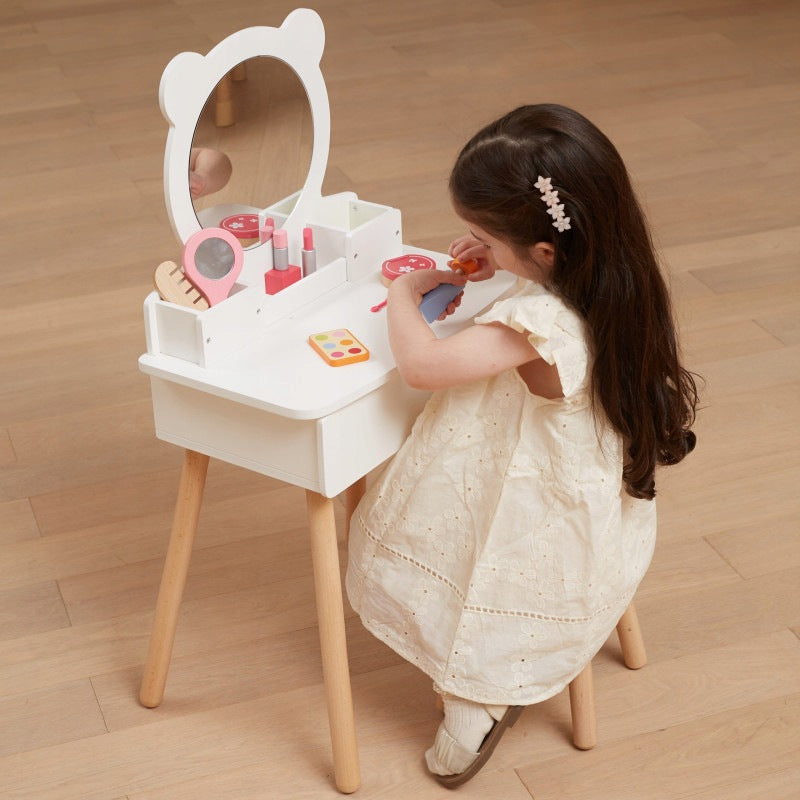 Large White Wooden Dressing Table with Mirror and Chair VIGA Brand Viga