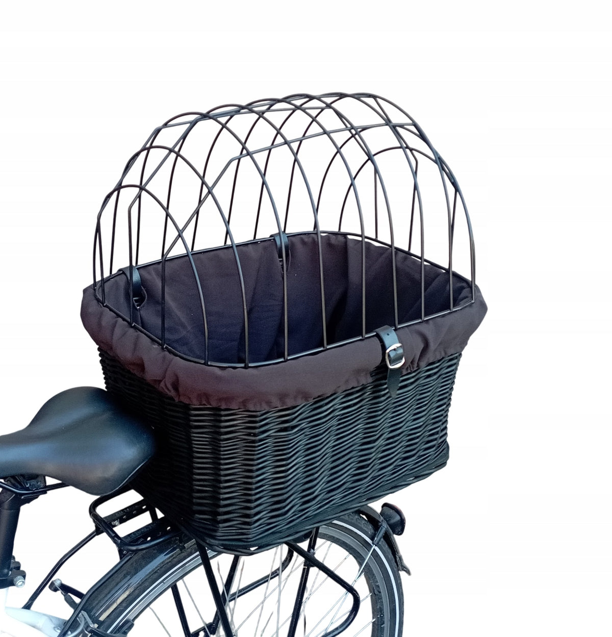 Large Wicker Basket for Bike Dog Luggage Rack with Hem and Pillow