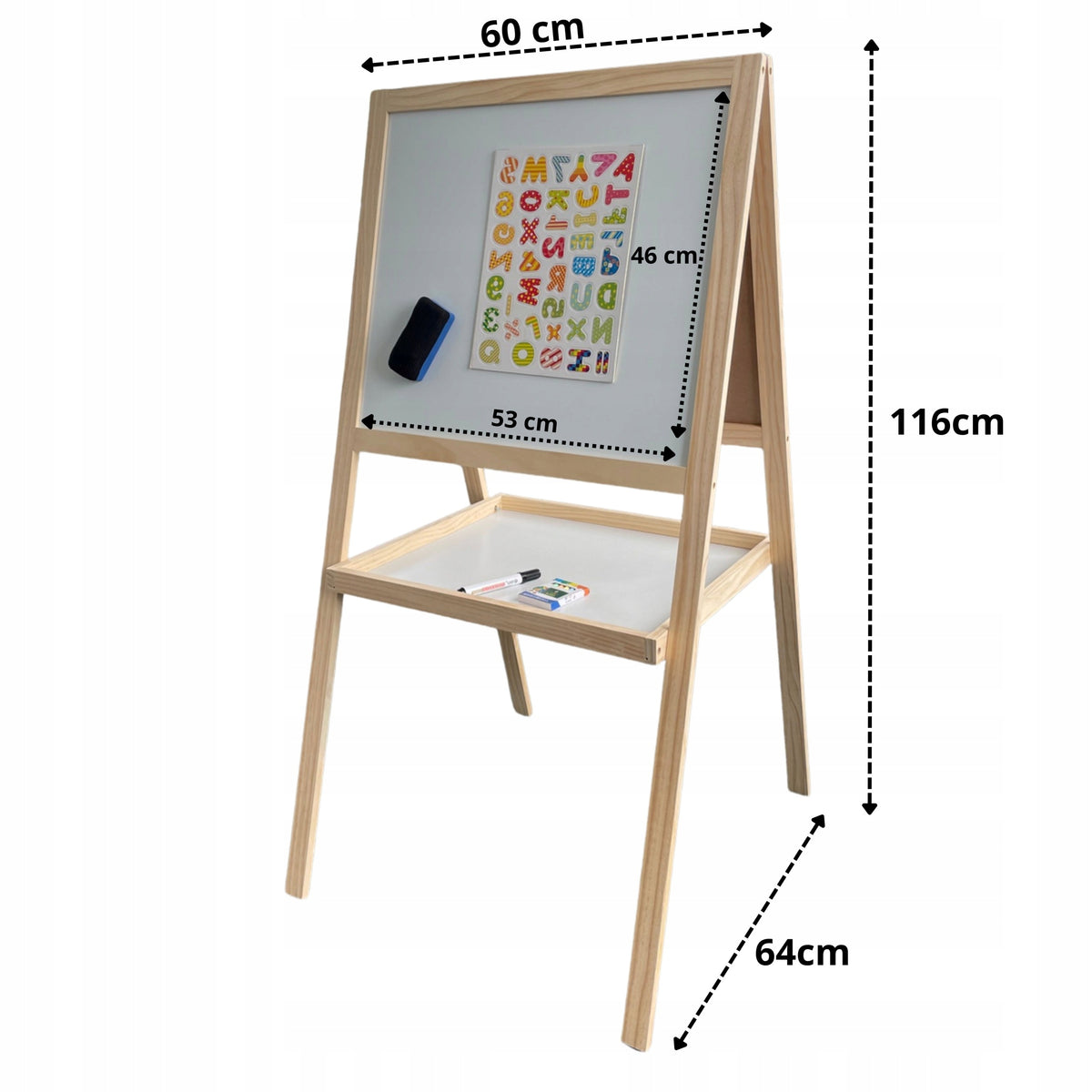 Large Wooden Dry Erase Double Sided Magnetic Chalkboard 120cm Kind chalk magnetic dry-erasable