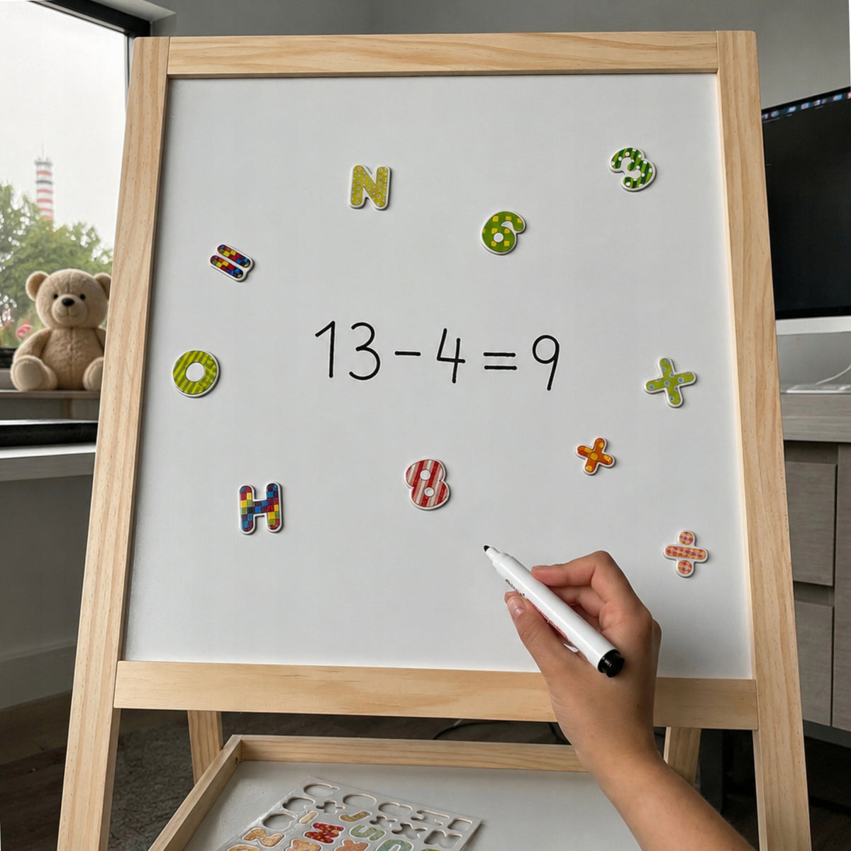 Large Wooden Dry Erase Double Sided Magnetic Chalkboard 120cm Packaging status original