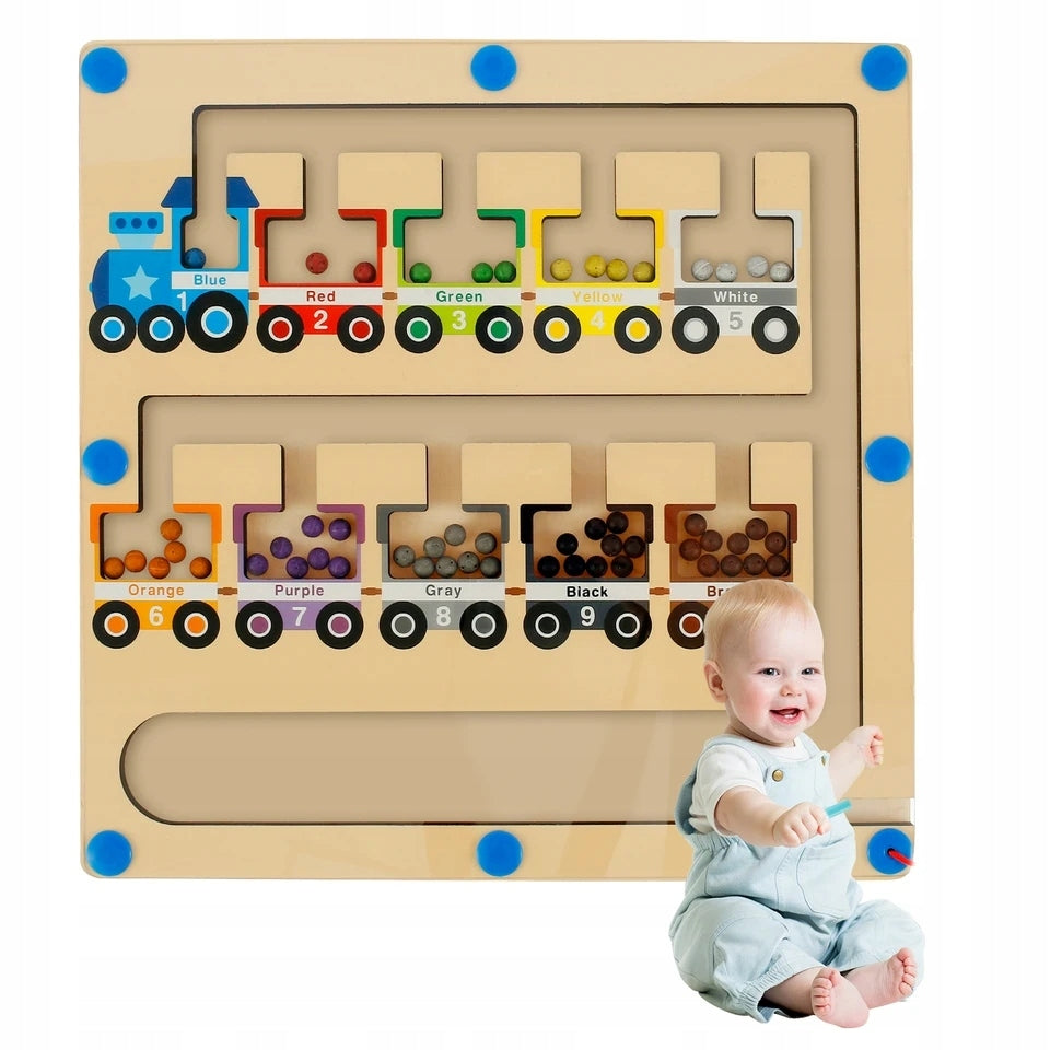 Large Wooden Labyrinth - Teaches Counting - Montessori - Train