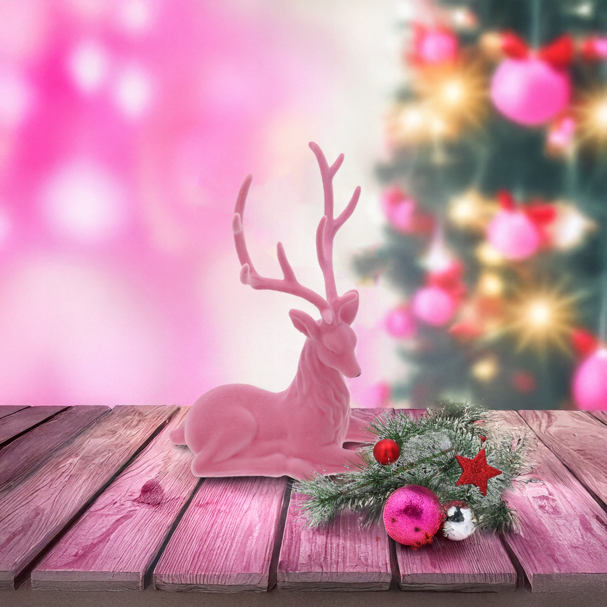 Large decorative reindeer pink figurine Christmas decoration gift 36x25cm Brand Paula