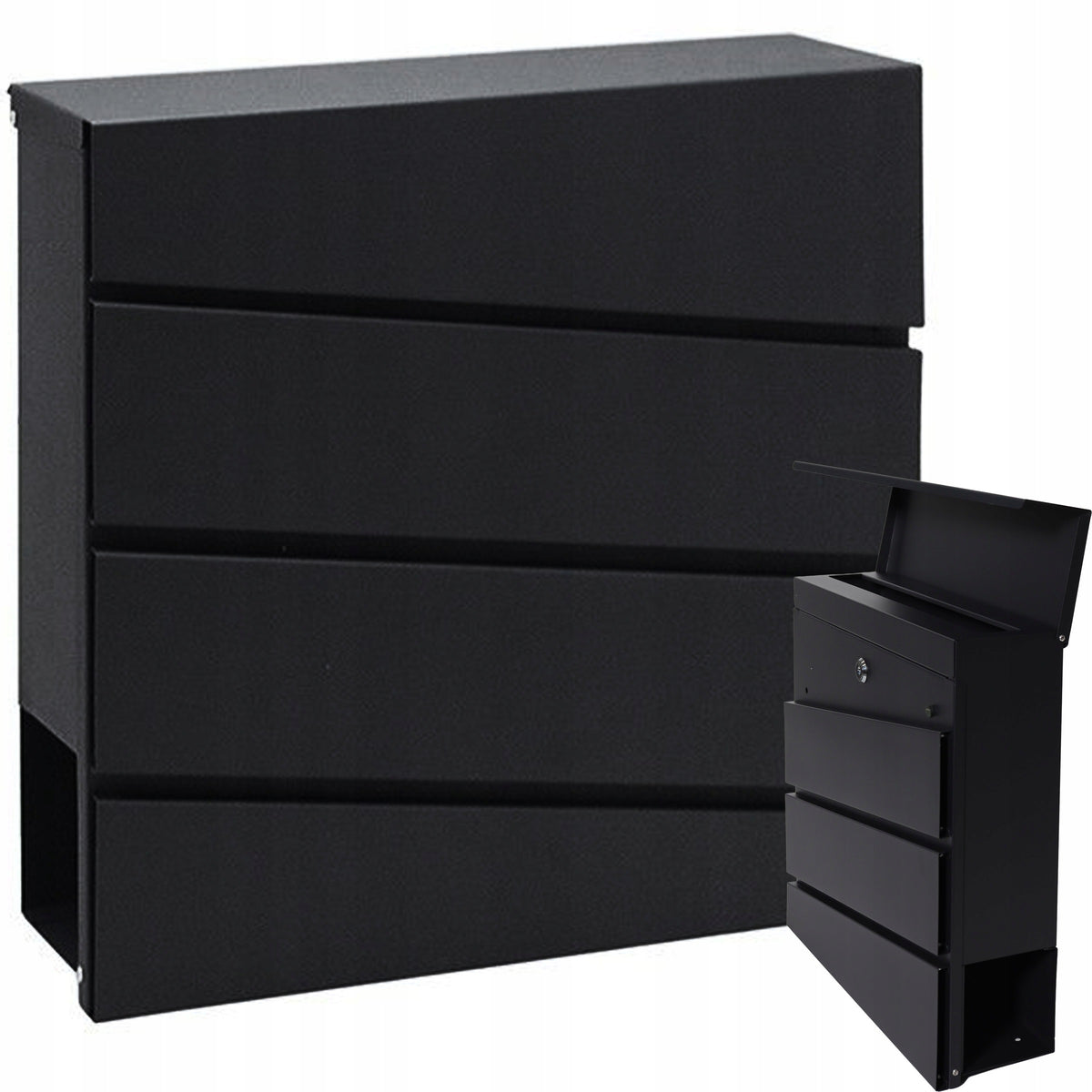 Large mailbox for letters newspaper leaflets mail A4 black