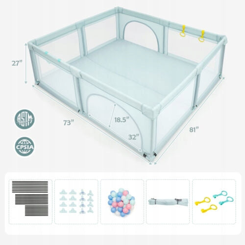 Large playpen for baby and infants with 50 blue balls Manufacturer code UY10025BL