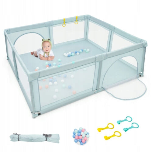 Large playpen for baby and infants with 50 blue balls
