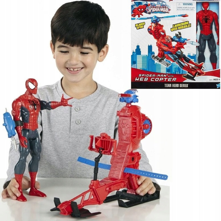 Large set figurine SPIDERMAN + HELICOPTER HASBRO A6747 30cm TITAN HERO