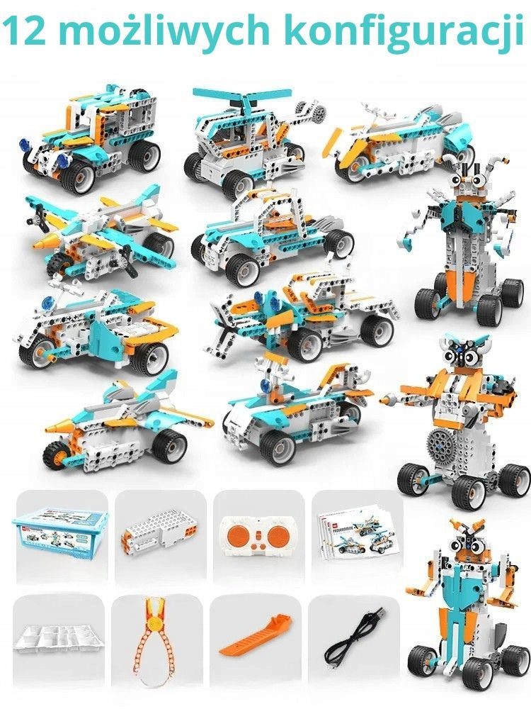 Large set of construction blocks for 12-in-1 programming