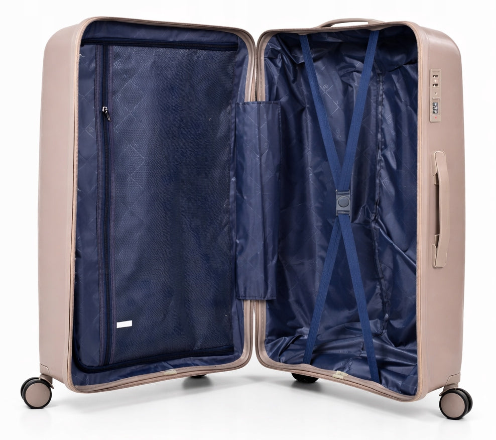 Large suitcase L travel, Polypropylene, TSA luggage, rubber wheels 97L COFFEE Depth (shorter edge) 30 cm