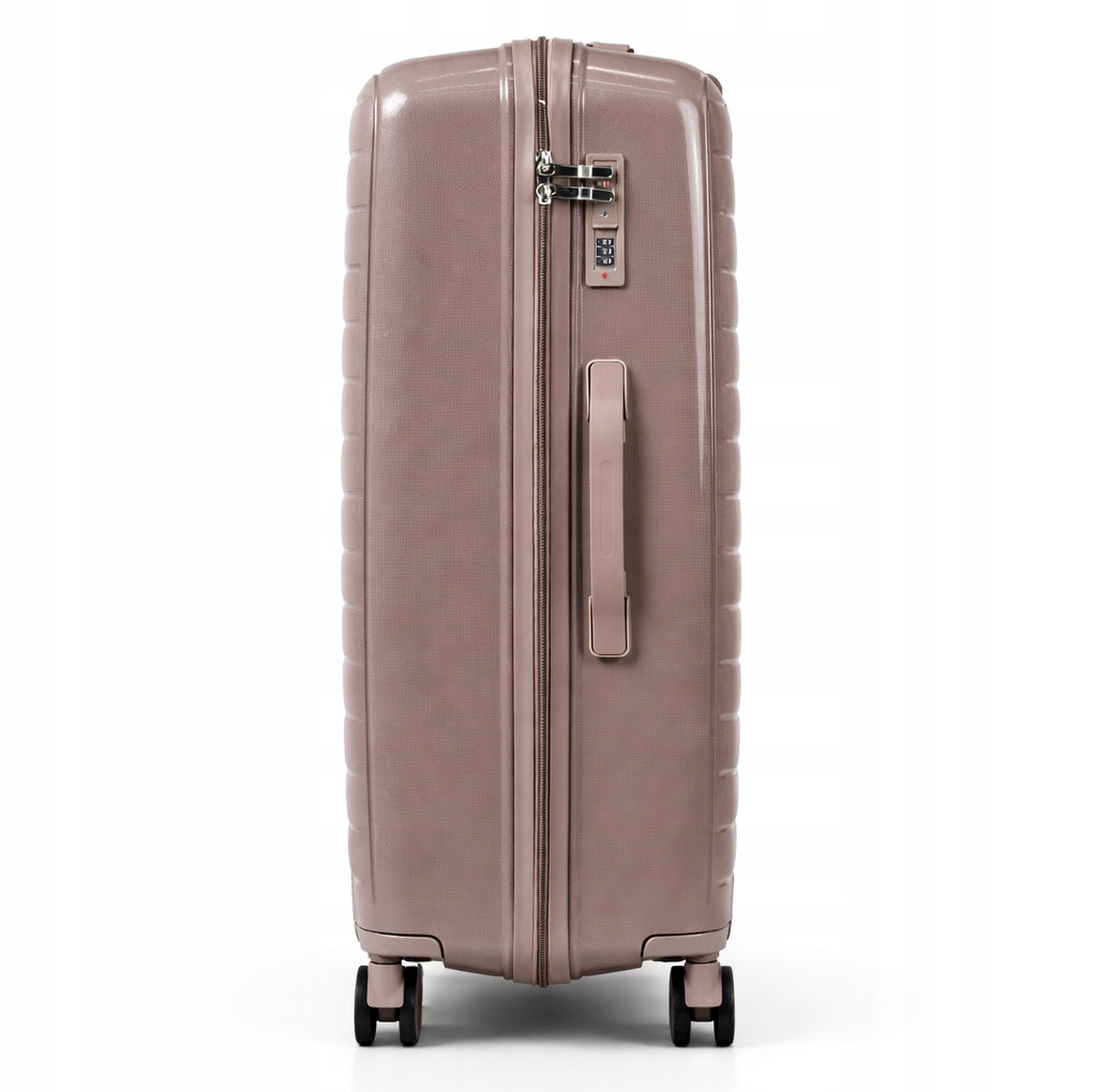 Large suitcase L travel, Polypropylene, TSA luggage, rubber wheels 97L COFFEE Height 76 cm