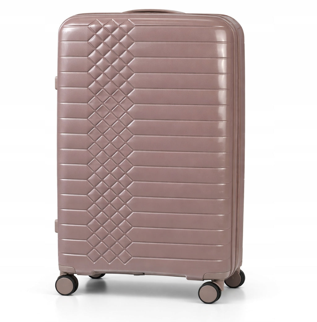 Large suitcase L travel, Polypropylene, TSA luggage, rubber wheels 97L COFFEE Model VINCI