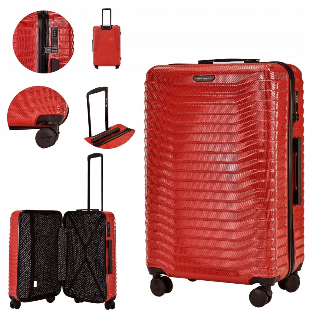 Large suitcase WINGS with TSA lock very durable polycarbon on 4 wheels 97L