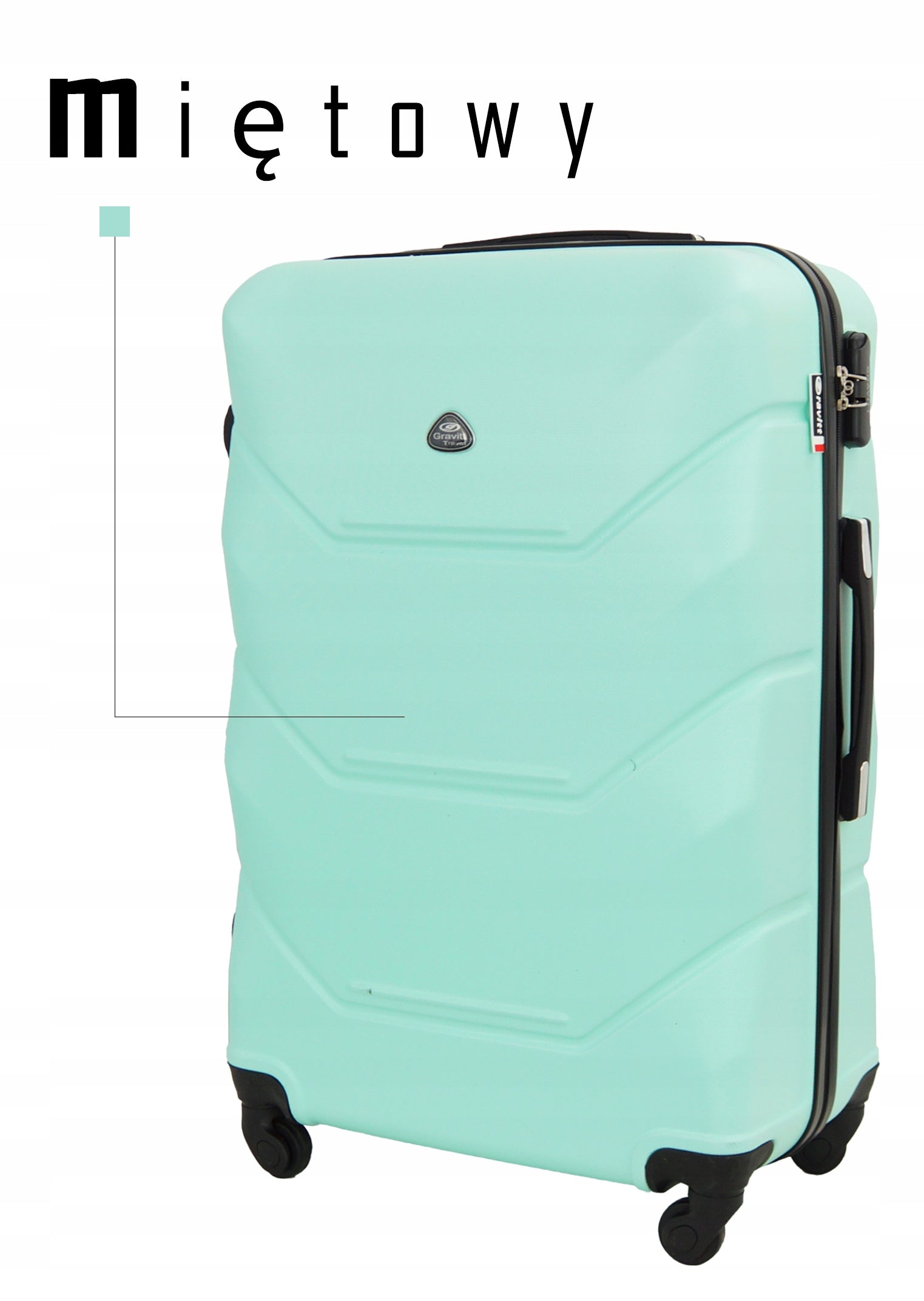 Large suitcase XXL Gravitt 950 92L hard ABS 4 wheels 360 combination lock Width (longer edge) 47 cm