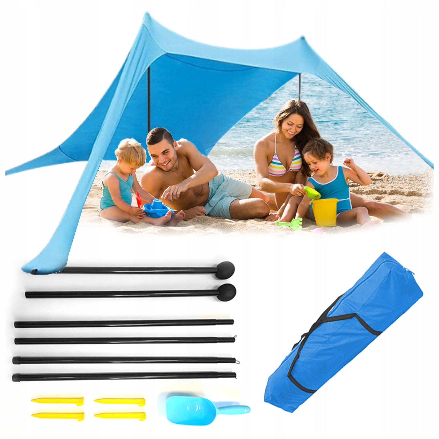 Large tent tarp beach canopy sun screen 2x2m set blackout
