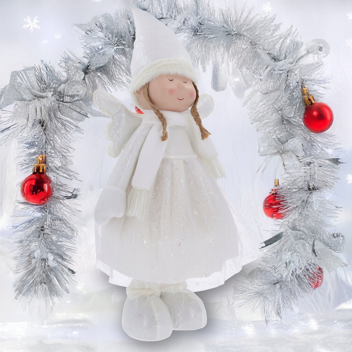 Large white angel gnome elf Christmas gift under the Christmas tree 70-130cm Brand Paula