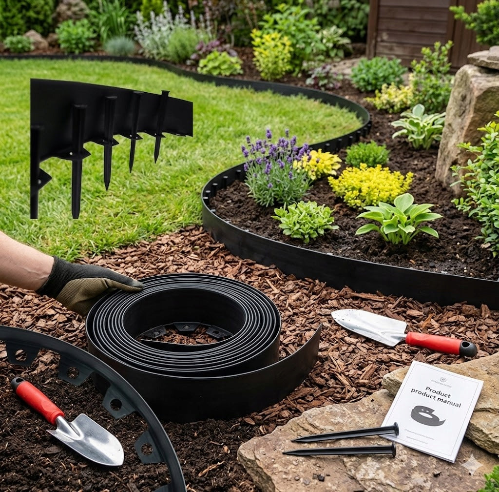 Lawn GARDEN EDGING 10m Black 8cm Plastic Strong High Packaging status original